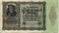 Рейхсбанкнота 50,000 марок. 1922 год, Веймарская республика.