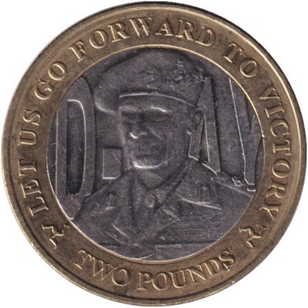 Монета 2 фунта. 2019 год, Остров Мэн. День Д. Монтгомери. Монета 2 фунта. 2019 год, Остров Мэн. День Д. Монтгомери.
