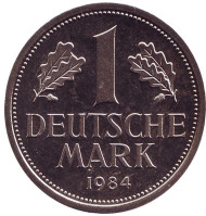 Монета 1 марка. 1984 год (D), ФРГ. Монета 1 марка. 1984 год (D), ФРГ.