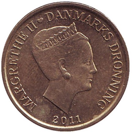 Монета 20 крон. 2011 год, Дания. Корабль-контейнеровоз "Эмма Маэрск".