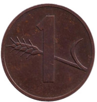 Монета 1 раппен. 1981 год, Швейцария. Монета 1 раппен. 1981 год, Швейцария.