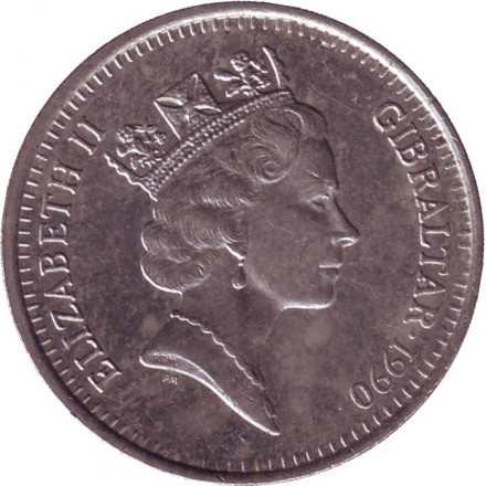 Мавританский замок. Монета 10 пенсов. 1990 год (AС), Гибралтар. Мавританский замок. Монета 10 пенсов. 1990 год (AС), Гибралтар.