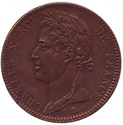 Монета 10 сантимов. 1827 год, Французские колонии.