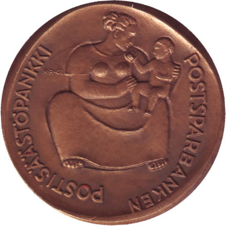 75 лет Почтовому сберегательному банку. Памятный жетон. 1961 год, Финляндия.