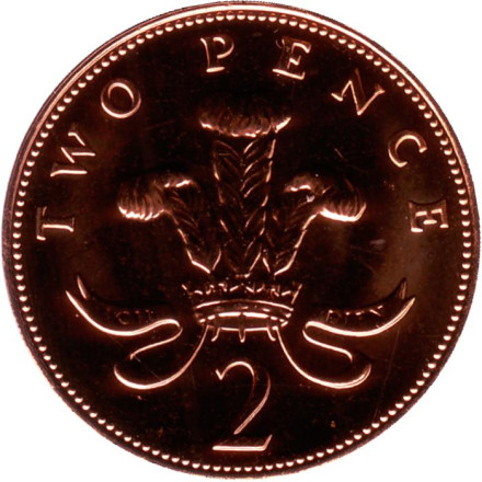 Монета 2 пенса. 1989 год, Великобритания. BU.