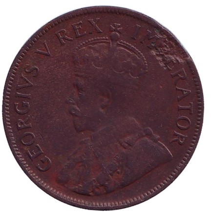 Монета 1 пенни. 1935 год, Южная Африка. Корабль "Дромедарис". Монета 1 пенни. 1935 год, Южная Африка. Корабль "Дромедарис".