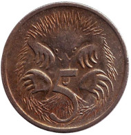 Монета 5 центов. 2004 год, Австралия. Ехидна. Монета 5 центов. 2004 год, Австралия. Ехидна.