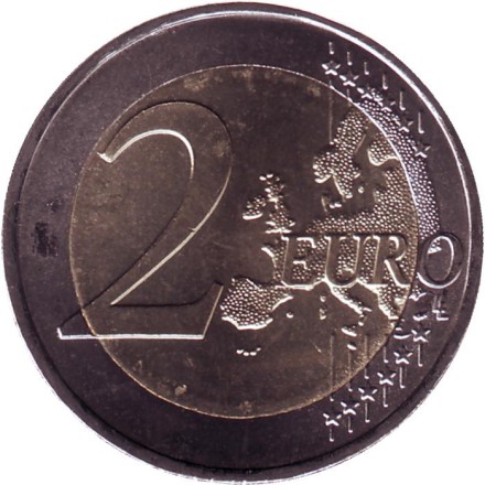 Монета 2 евро. 2021 год, Португалия. Председательство Португалии в Совете ЕС.