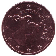 Монета 5 центов, 2012 год, Кипр. Монета 5 центов, 2012 год, Кипр.