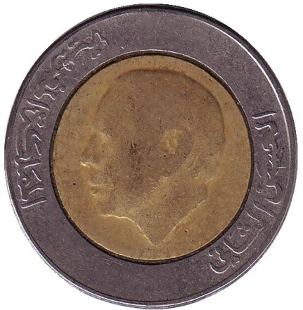 Монета 5 дирхамов. 1987 год, Марокко.