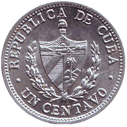 Монета 1 сентаво. 1963 год, Куба. aUNC. Монета 1 сентаво. 1963 год, Куба. aUNC.