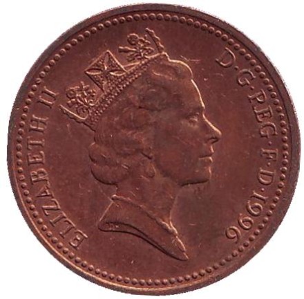 Монета 1 пенни. 1996 год, Великобритания.