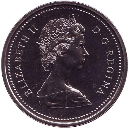 Монета 1 доллар. 1975 год, Канада. UNC. Индейцы в каноэ.