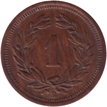 Монета 1 раппен. 1928 год, Швейцария.