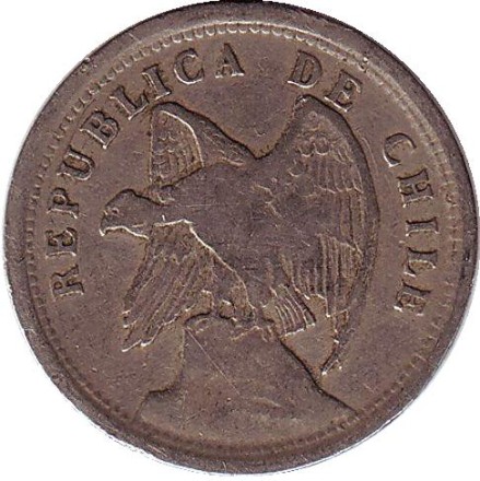 Монета 20 сентаво. 1921 год, Чили.