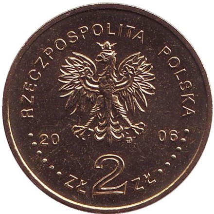 Монета 2 злотых, 2006 год, Польша. Чемпионат мира по футболу. Германия 2006.