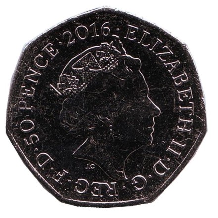 Монета 50 пенсов. 2016 год, Великобритания. XXXI летние Олимпийские Игры. Рио-де-Жанейро 2016.