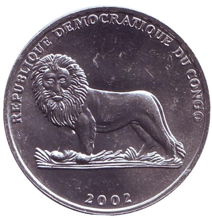 Монета 50 сантимов. 2002 год, Конго. Бабочка.