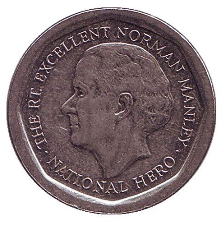 Монета 5 долларов. 2017 год, Ямайка. Норман Мэнли - национальный герой.