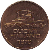 Монета 5 марок. 1976 год, Финляндия. Ледокол Варма. Монета 5 марок. 1976 год, Финляндия. Ледокол Варма.