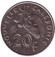 Монета 20 франков. 2006 год, Новая Каледония. Быки. Монета 20 франков. 2006 год, Новая Каледония. Быки.