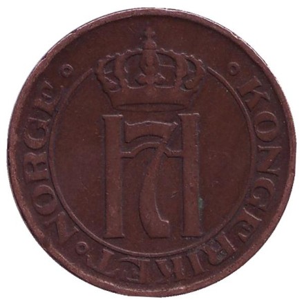 Монета 5 эре. 1913 год, Норвегия. Монета 5 эре. 1913 год, Норвегия.