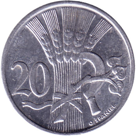 Монета 20 геллеров. 1951 год, Чехословакия. UNC.