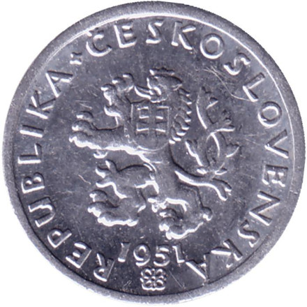 Монета 20 геллеров. 1951 год, Чехословакия. UNC. Монета 20 геллеров. 1951 год, Чехословакия. UNC.