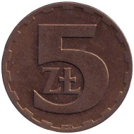 Монета 5 злотых. 1976 год, Польша. Монета 5 злотых. 1976 год, Польша.