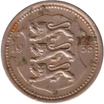 Монета 20 сентов. 1935 год, Эстония.