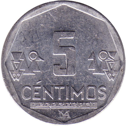 Монета 5 сентимов. 2010 год, Перу.