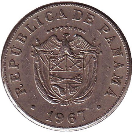 Монета 5 сентесимо. 1967 год, Панама.