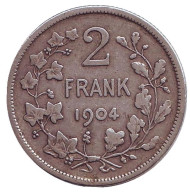 Монета 2 франка. 1904 год, Бельгия. (Der Belgen) Леопольд II. Монета 2 франка. 1904 год, Бельгия. (Der Belgen) Леопольд II.