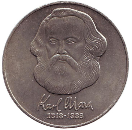 Монета 20 марок. 1983 год, ГДР. 100 лет со дня смерти Карла Маркса.