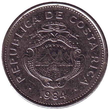Монета 2 колона. 1984 год, Коста-Рика. Монета 2 колона. 1984 год, Коста-Рика.