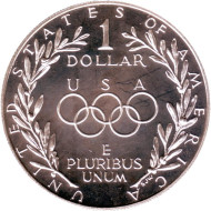 Монета 1 доллар. 1988 год, США. XXIV летние Олимпийские Игры. Сеул 1988. Монета 1 доллар. 1988 год, США. XXIV летние Олимпийские Игры. Сеул 1988.