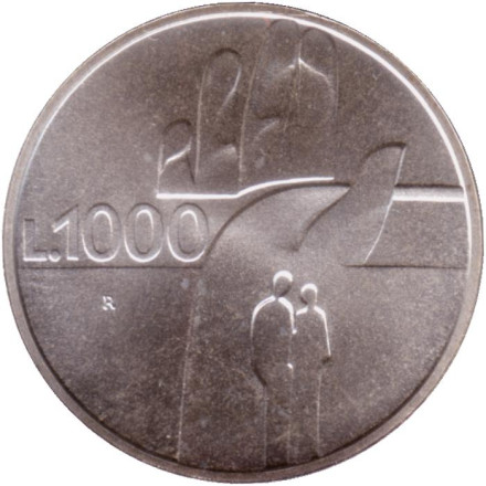 Монета 1000 лир. 1990 год, Сан-Марино. Прошлое учит будущему.