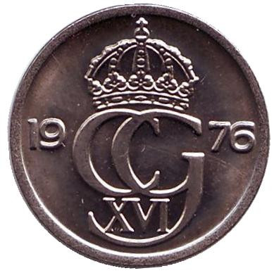 Монета 10 эре. 1976 год, Швеция. UNC.