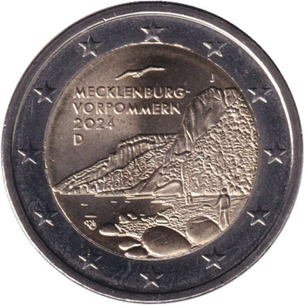 Монета 2 евро. 2024 год (J), Германия. Холм Кёнигсштуль. Мекленбург-Передняя Померания.