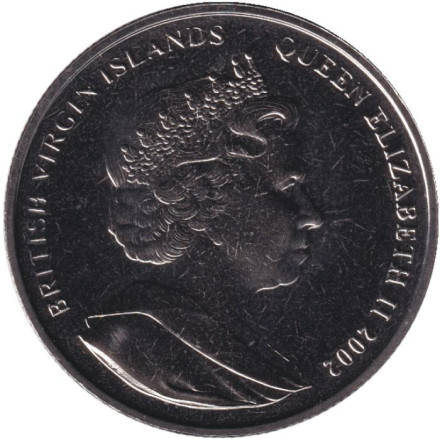 Монета 1 доллар. 2002 год, Британские Виргинские острова. Принцесса Диана.