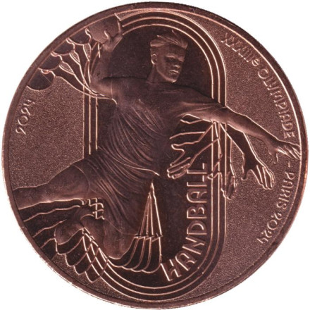 Монета 1/4 евро. 2024 год, Франция. XXXIII летние Олимпийские игры, Париж 2024. Гандбол.