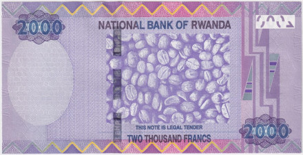 Банкнота 2000 франков. 2014 год, Руанда. Банкнота 2000 франков. 2014 год, Руанда.