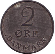 Монета 2 эре. 1953 год, Дания. Монета 2 эре. 1953 год, Дания.