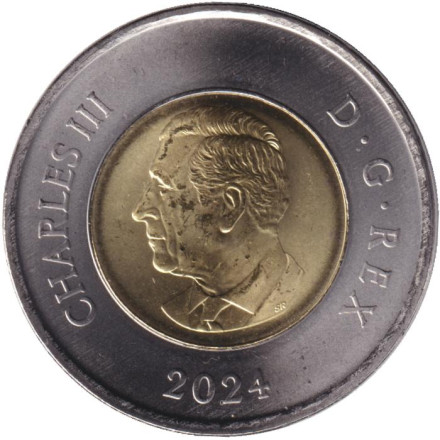 Монета 2 доллара. 2024 год, Канада. Карл III.