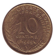 Монета 10 сантимов. 1969 год, Франция. Монета 10 сантимов. 1969 год, Франция.