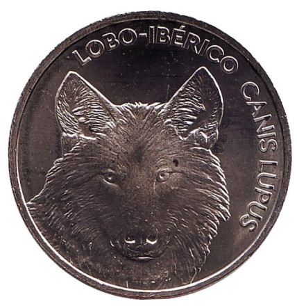 Монета 5 евро. 2019 год, Португалия. Иберийский волк.