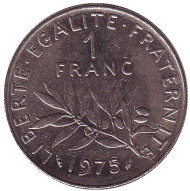 Монета 1 франк. 1975 год, Франция.