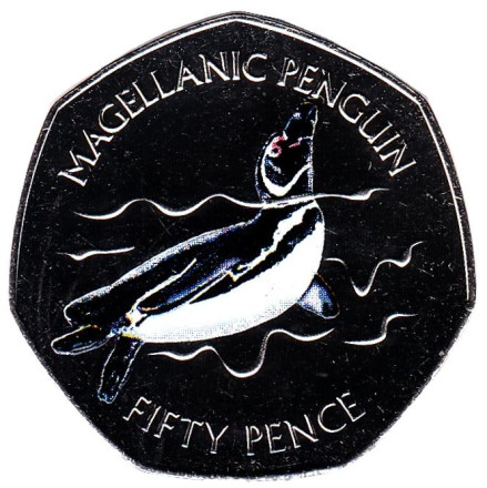 Монета 50 пенсов. 2017 год, Фолклендские острова. Магелланов пингвин.