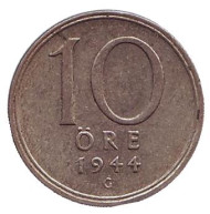Монета 10 эре. 1944 год. Швеция. Монета 10 эре. 1944 год. Швеция.