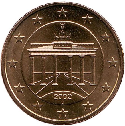 Монета 50 центов. 2002 год (J), Германия.